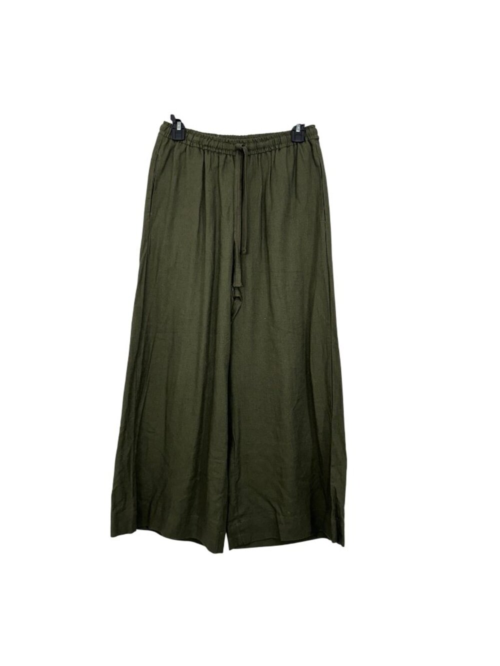 Max Studio London Womens Wide Leg Pants Size S Green Linen Blend Elastic Waist